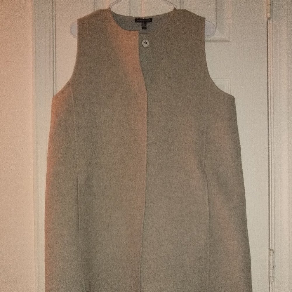 NWT Eileen Fisher Oatmeal Brushed Wool Rndnk Vest
